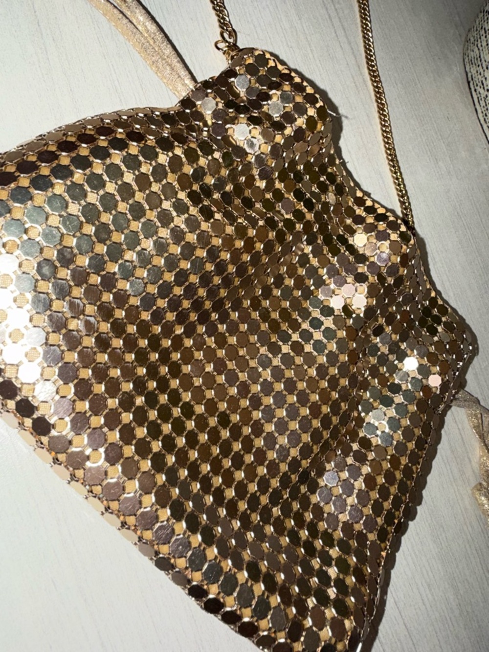 Aqua Gold Metallic Sequin Chain Wristlet